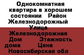 Однокомнатная квартира в хорошем состоянии › Район ­ Железнодорожный › Улица ­ Железнодорожная › Дом ­ 14 › Этажность дома ­ 17 › Цена ­ 13 000 - Новосибирская обл., Новосибирск г. Недвижимость » Квартиры аренда   . Новосибирская обл.,Новосибирск г.